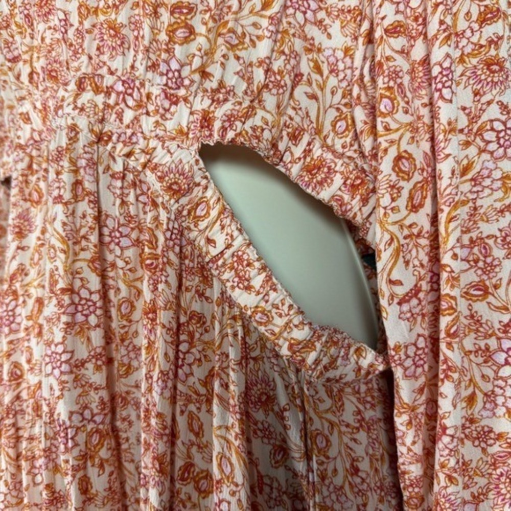 Old Navy Peach Floral Print Maxi Dress Cutout Waist XL Spring Resort Vacation - Picture 16 of 16